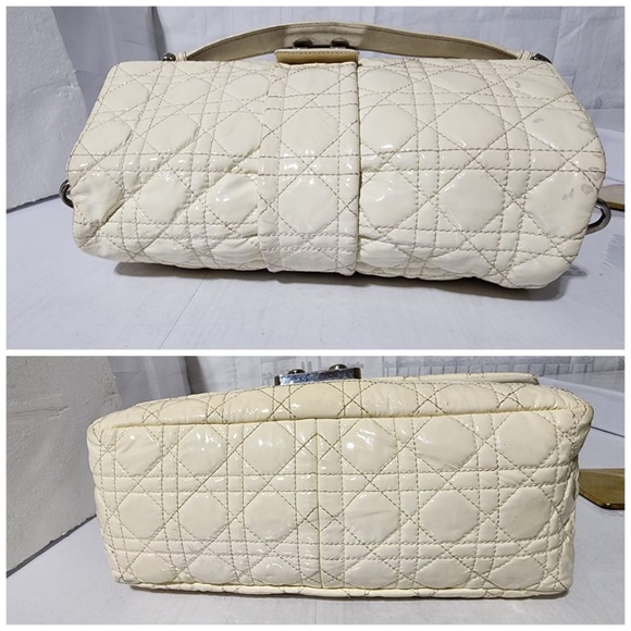 Authentic CHRISTIAN DIOR Lambskin Patent Cannage New Lock Flap Shoulder Bag - Picture 6 of 16